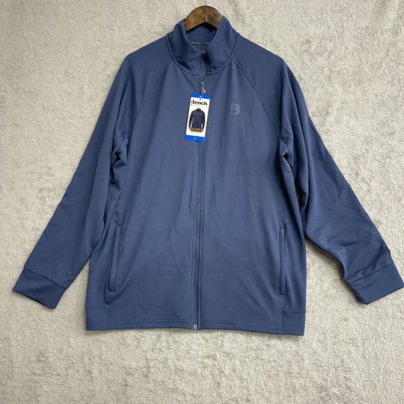 NEW Bench Men's L Blue Full-Zip Mock neck Quick Dry Sweatshirt - Picture 2 of 10